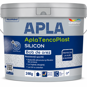 Tencuiala AplaTencoPlast cu silicon  bob de orez TDS 1.5mm Pastel alba 24kg